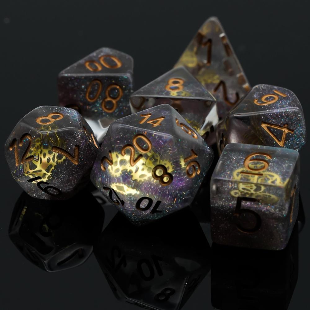 7Pcs/Set Gears DND Dice D&amp;D Dice D4 D6 D8 D10 D% D12 D20 Polyhedral Games Dice Set for Table Games MTG RPG - Mini Megastore