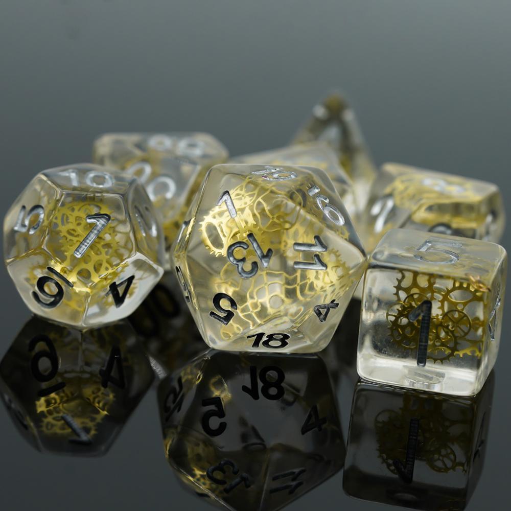 7Pcs/Set Gears DND Dice D&amp;D Dice D4 D6 D8 D10 D% D12 D20 Polyhedral Games Dice Set for Table Games MTG RPG - Mini Megastore