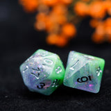 7Pcs/Set Purple/Green DND Dice with Colorful Glitter D&amp;D Dice Polyhedral Games Dice Set for Table Games MTG RPG - Mini Megastore