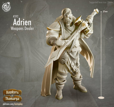 Adrien the Weapons Dealer - Human swordsman / weaponsmith Miniature - Mini Megastore