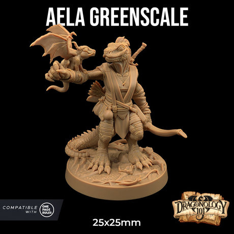 Aela Greenscale - Lizardfolk / Dragonborn Ranger Miniature - Mini Megastore