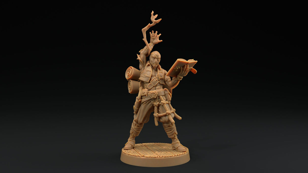 Bamf Tx'aru, Sea Elf / Prax / Triton Wizard / Warlock Miniature - Mini Megastore