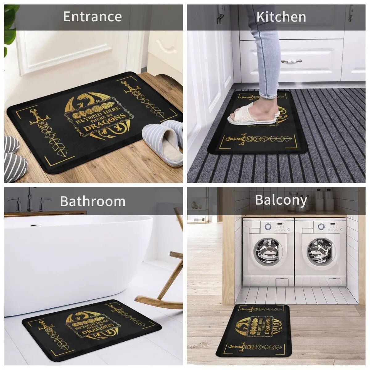 Beyond Here Be Dragons Bath Mat / Bedroom Mat, Doormat - Mini Megastore