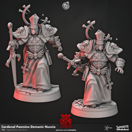 Cardinal Pazmino Demonic Nuncio - Armored Cleric Miniature - Mini Megastore