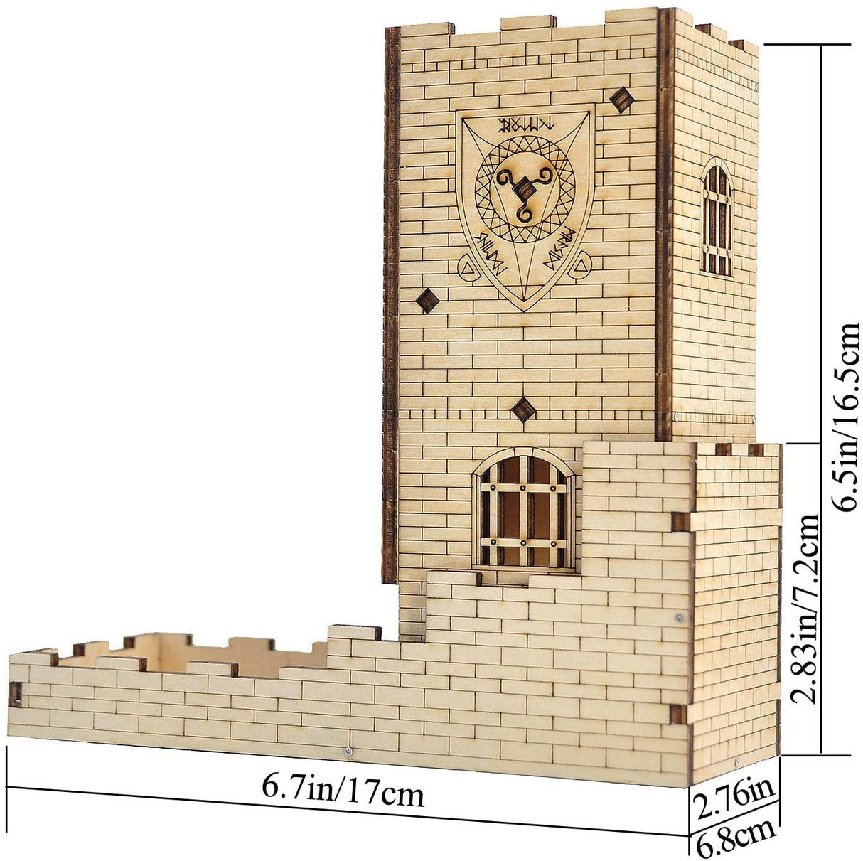 Castle Dice Tower with Tray Wood Laser Cut Dragon Carving Easy Roller Perfect for Board Game, D&amp;D and RPG - Mini Megastore