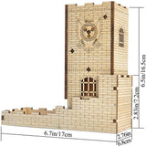 Castle Dice Tower with Tray Wood Laser Cut Dragon Carving Easy Roller Perfect for Board Game, D&amp;D and RPG - Mini Megastore