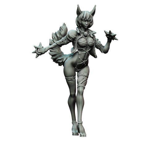 Cat Girl / Tabaxi Brawler Statue / Miniature - Mini Megastore