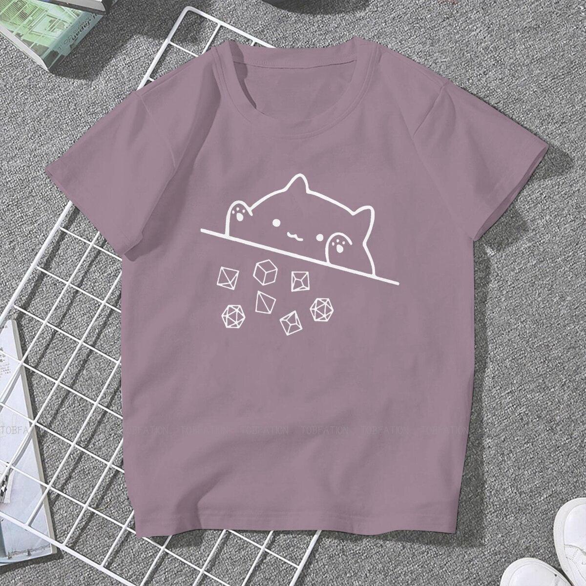 Cat Throwing Dice Women Clothing DnD Graphic Female Tshirts - Mini Megastore