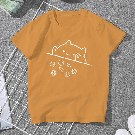 Cat Throwing Dice Women Clothing DnD Graphic Female Tshirts - Mini Megastore