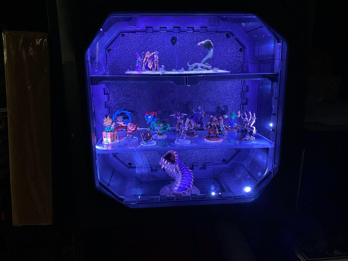 [Clearance - Premade all inclusive 330 x 330x144 White Display Case] 3D Printed Modular Display Case for Miniatures and More! - Mini Megastore