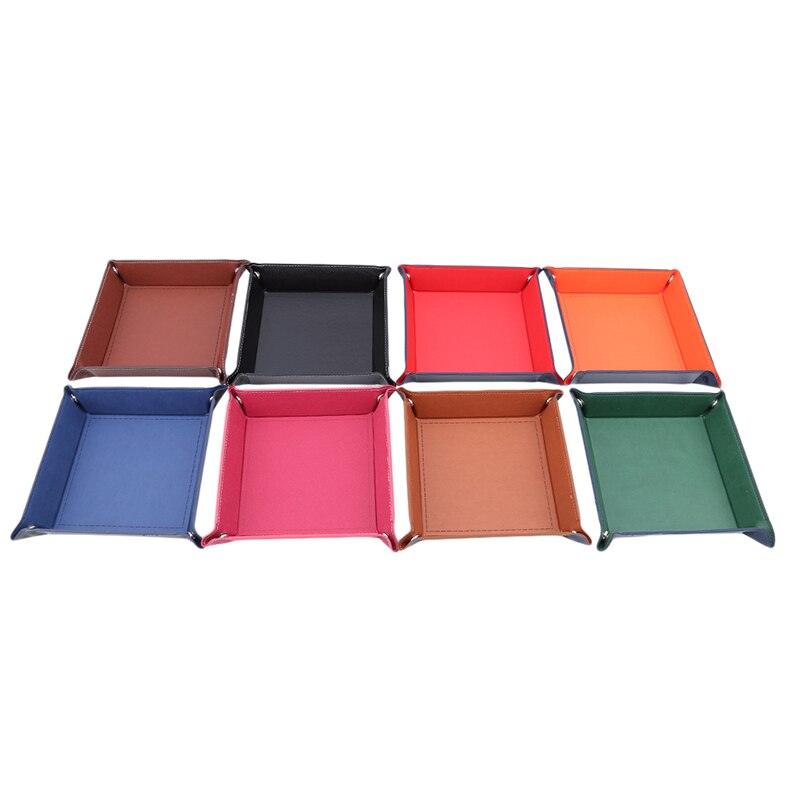 Creative Foldable Dice Tray PU Leather Trinket Folding Tray Collapsible Phone Key Wallet Coin Desktop Storage Sundries Box - Mini Megastore