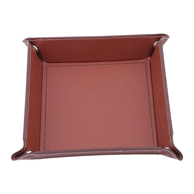 Creative Foldable Dice Tray PU Leather Trinket Folding Tray Collapsible Phone Key Wallet Coin Desktop Storage Sundries Box - Mini Megastore