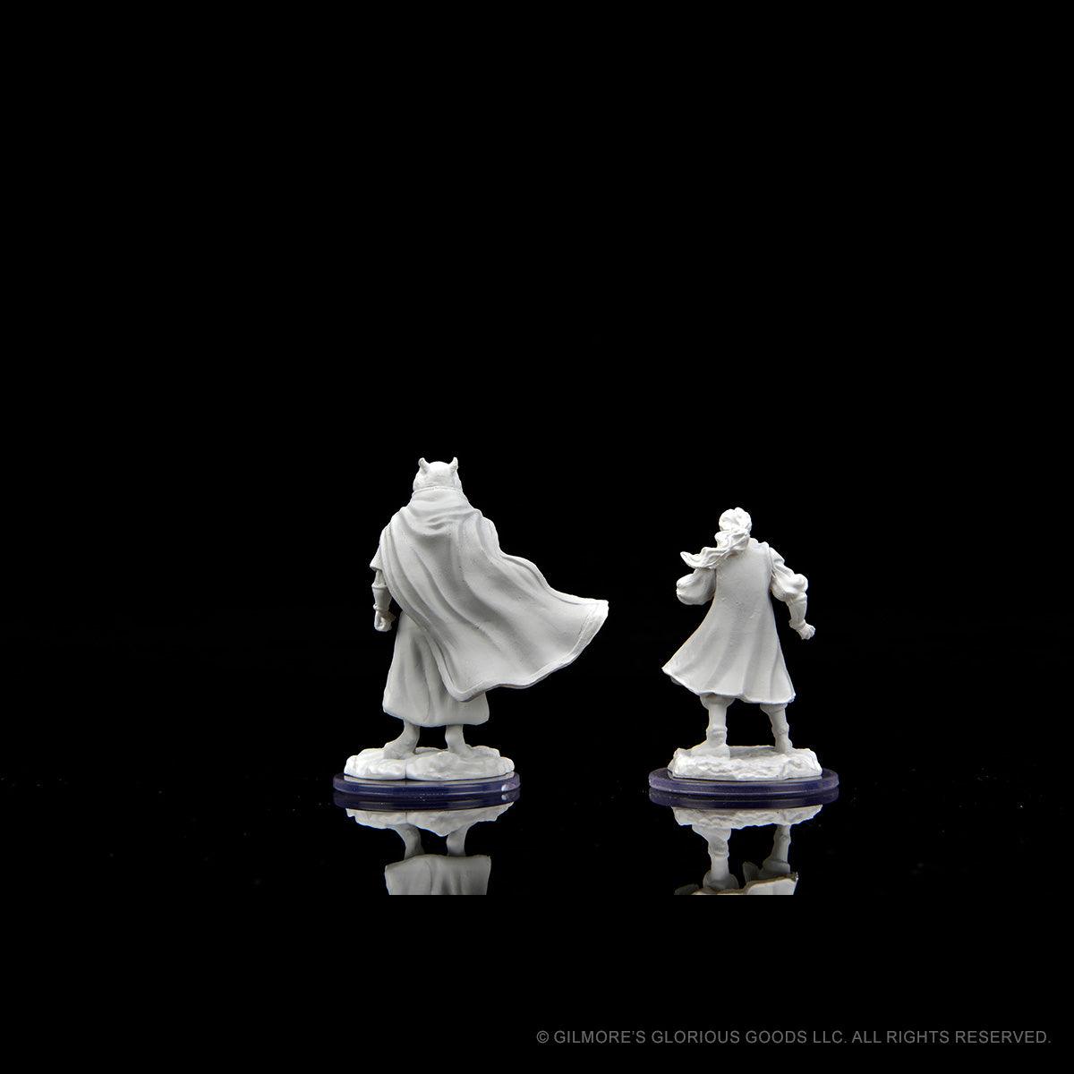 Critical Role Unpainted Miniatures: Male Human Sorcerer Merchant & Tiger Demon / Raksasha - Mini Megastore