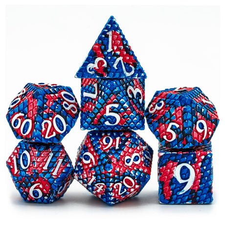 Cusdie Dragon Scale Metal D&amp;D Dice, 7 Pcs DND Dice, Polyhedral Dice Set, for Role Playing Game MTG Pathfinder - Mini Megastore