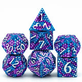 Cusdie Dragon Scale Metal D&amp;D Dice, 7 Pcs DND Dice, Polyhedral Dice Set, for Role Playing Game MTG Pathfinder - Mini Megastore