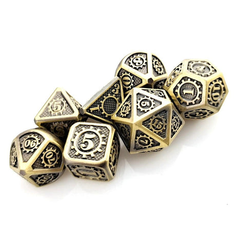 D&amp;D Metal Dice Polyhedral 7 Die Set Many Colors Collection DND Bag RPG Game Accessories Cubes Pouch Glow In The Dark Rainbow - Mini Megastore