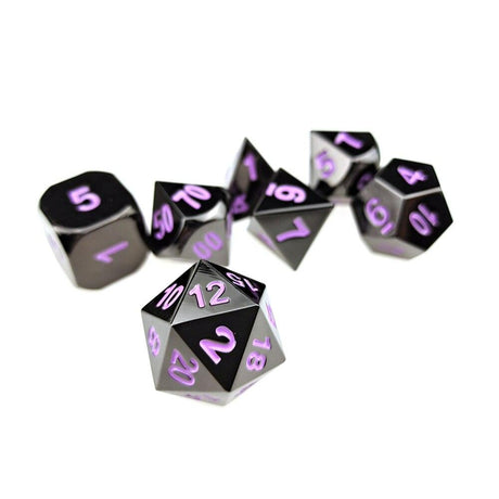 D&amp;D Metal Dice Polyhedral 7 Die Set Many Colors Collection DND Bag RPG Game Accessories Cubes Pouch Glow In The Dark Rainbow - Mini Megastore