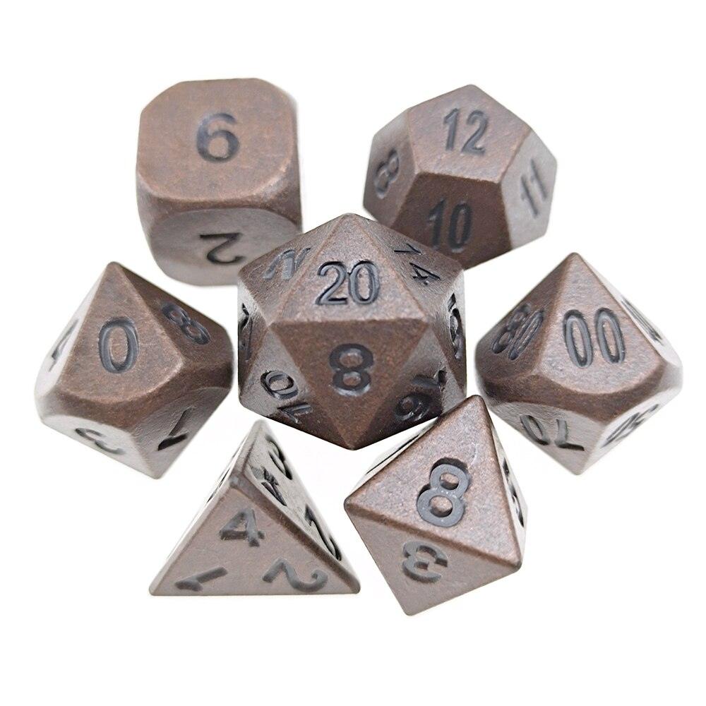 D&amp;D Metal Dice Polyhedral 7 Die Set Many Colors Collection DND Bag RPG Game Accessories Cubes Pouch Glow In The Dark Rainbow - Mini Megastore