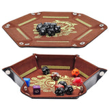 D&D Dice Tray PU Leather Hexagon Dice Holder Printed with Beholder Portable and Foldable Dice Rolling Mat - Mini Megastore