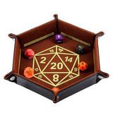 D&D Dice Tray PU Leather Hexagon Dice Holder Printed with Beholder Portable and Foldable Dice Rolling Mat - Mini Megastore