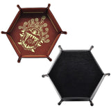 D&D Dice Tray PU Leather Hexagon Dice Holder Printed with Beholder Portable and Foldable Dice Rolling Mat - Mini Megastore