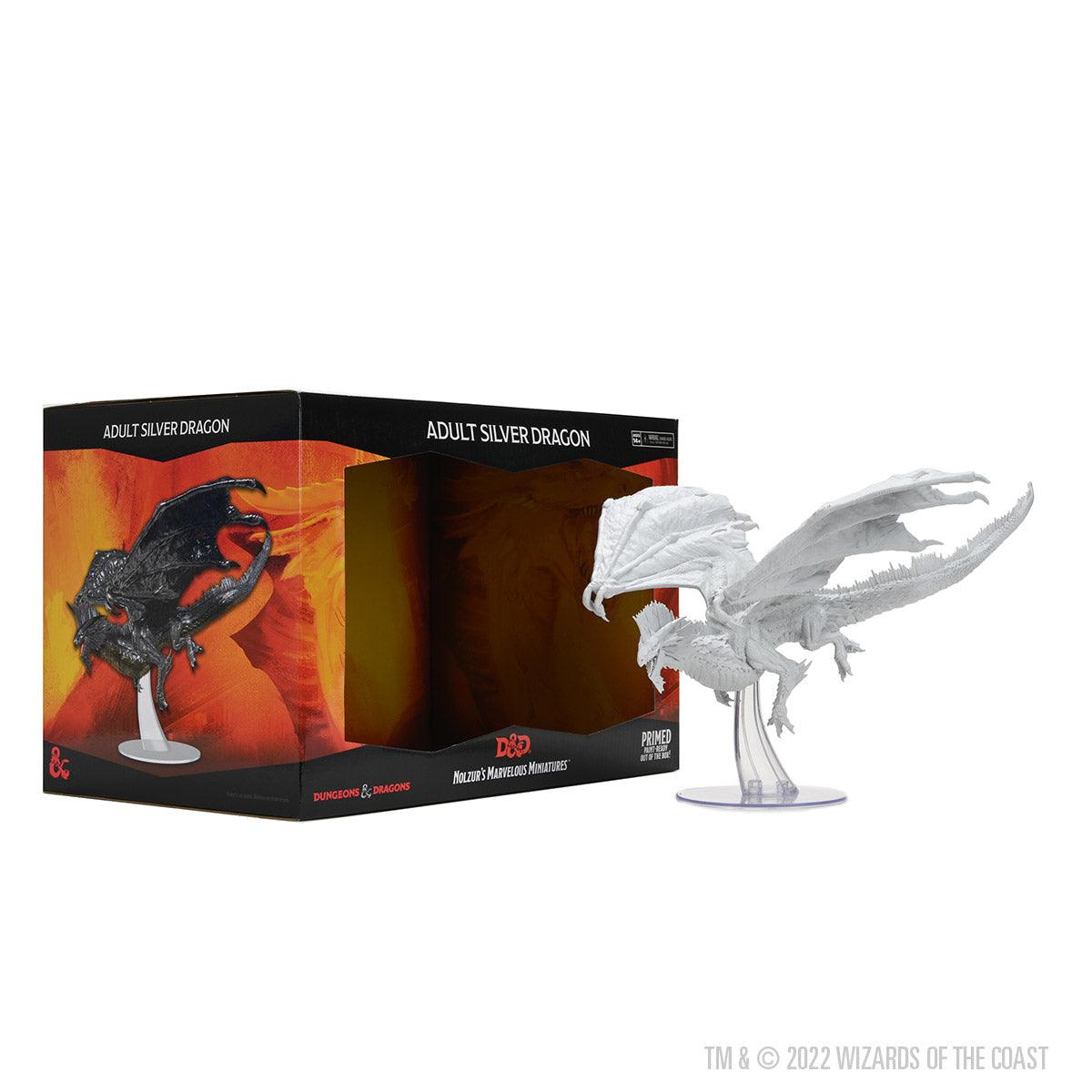 D&D Nolzur's Marvelous Miniatures: Adult Silver Dragon Miniature - Mini Megastore