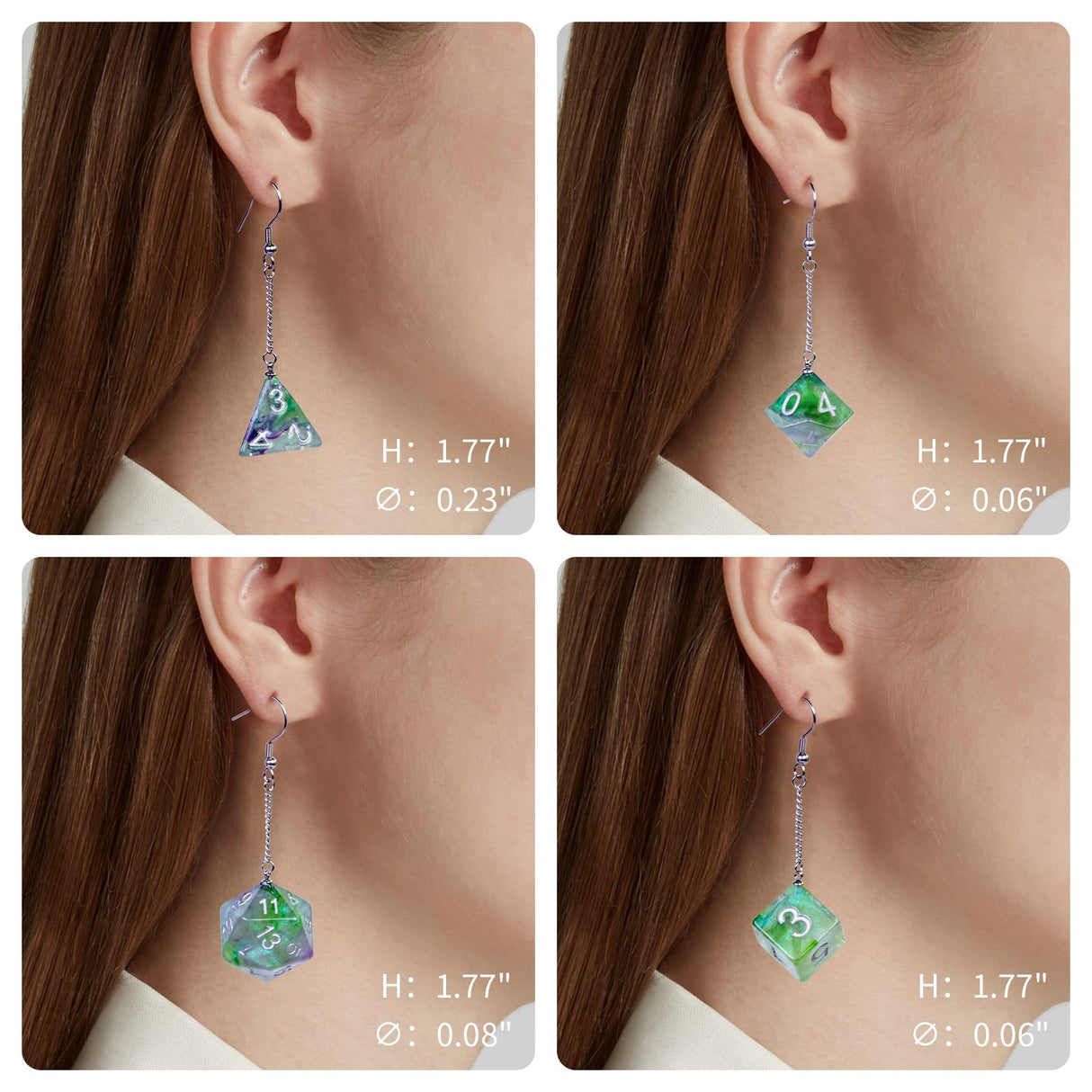 Dice Earrings D4 D6 D10 - Mini Megastore