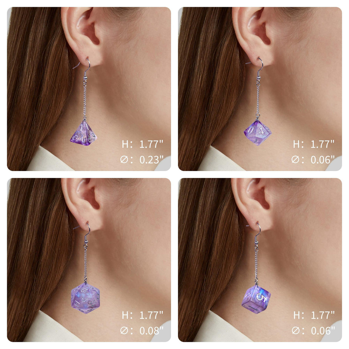 Dice Earrings D4 D6 D10 - Mini Megastore