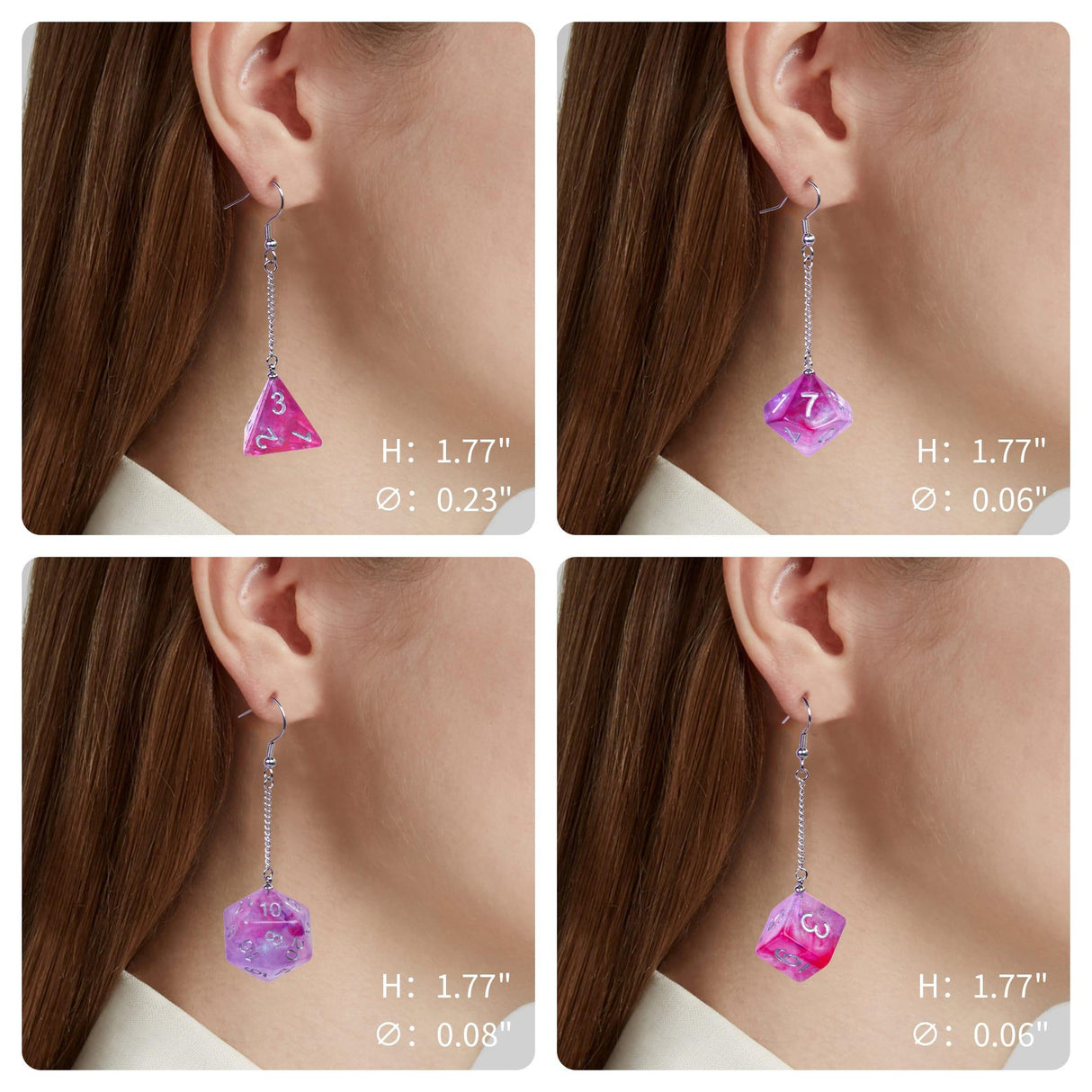 Dice Earrings D4 D6 D10 - Mini Megastore