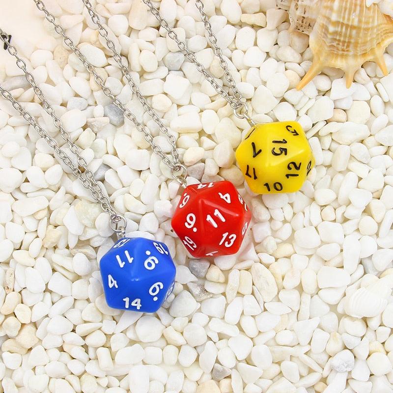 Dice necklace D20 for Tabletop Role Playing Games DND Acrylic punk geometry hip hop Goth Necklace Charms Jewelry Gifts - Mini Megastore