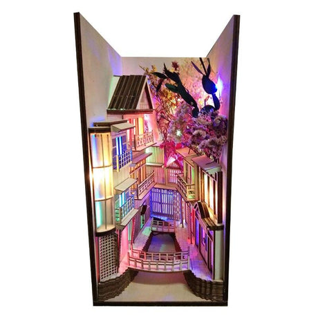 DIY Dragon Alley Book Nook Insert Kits Mysterious Ancient Streets Miniature with Furniture Art Bookends Accessories Toys Gifts - Mini Megastore