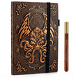 DND Campaign Journal with 3D Cthulhu Embossed Leather Cover - 200 Blank Pages A5 Notebook Great RPG Notepad for GM & Player - Mini Megastore