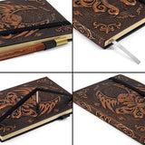 DND Campaign Journal with 3D Cthulhu Embossed Leather Cover - 200 Blank Pages A5 Notebook Great RPG Notepad for GM & Player - Mini Megastore