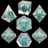 DND Dice Set Clear Liquid Quicksand Dice Set Dungeons &amp; Dragons Polyhedron Resin Dice Cosplay Dice Set Blue Black Dice 7pcs/Set - Mini Megastore