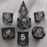 DND Dice Set Clear Liquid Quicksand Dice Set Dungeons &amp; Dragons Polyhedron Resin Dice Cosplay Dice Set Blue Black Dice 7pcs/Set - Mini Megastore