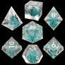 DND Dice Set Clear Liquid Quicksand Dice Set Dungeons &amp; Dragons Polyhedron Resin Dice Cosplay Dice Set Blue Black Dice 7pcs/Set - Mini Megastore