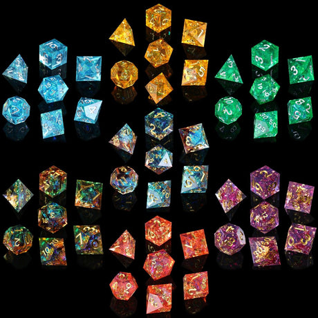 DND Dice Set Handmade Resin Polyhedral Dice Set Sharp Edge for RPG Role Playing Table Games - Mini Megastore