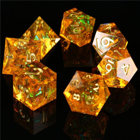 DND Dice Set Handmade Resin Polyhedral Dice Set Sharp Edge for RPG Role Playing Table Games - Mini Megastore