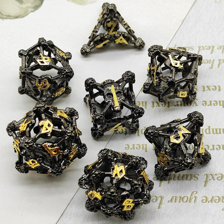 DND Dice Set Metal Hollow Halloween Skull RPG D&amp;D Board Games Dungeons Dragons MTG TRPG D20 Polyhedral Digital Teaching Dice - Mini Megastore