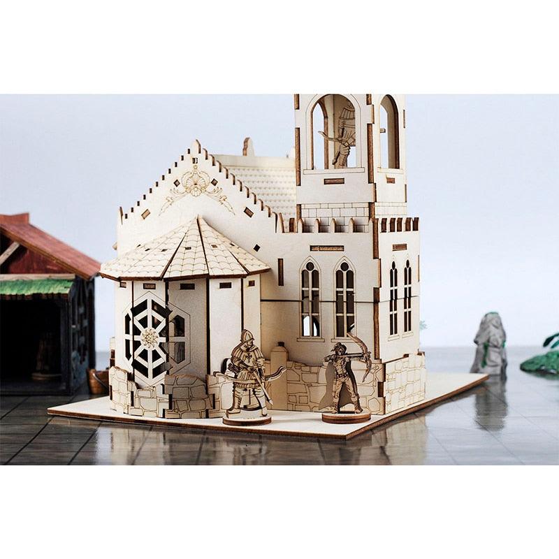 DND Medieval Church Chapel Miniature with Furnishings Wooden Monastery Cathedral 28mm/32mm Tabletop RPG Gaming Terrain Scenery - Mini Megastore