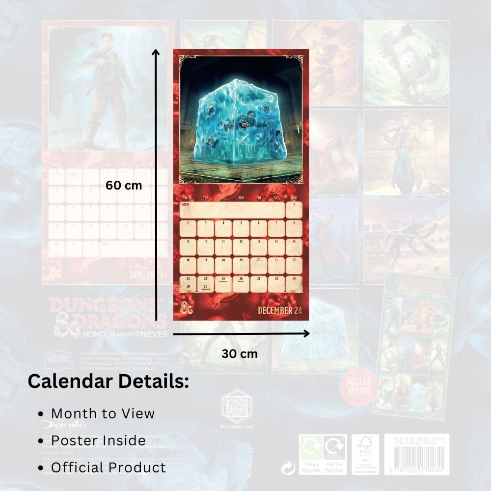 Dungeons & Dragons Honour Among Thieves 2024 Square Wall Calendar - Mini Megastore