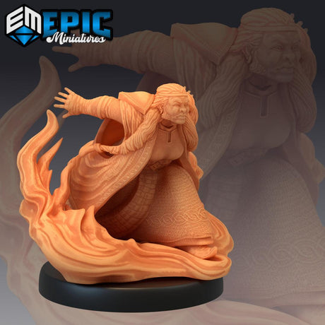 Dwarf - Female Mage Casting Miniature - Mini Megastore