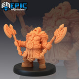 Dwarf - Male Warrior Duel Axe Miniature - Mini Megastore