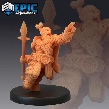 Dwarf - Male Warrior Spearman Miniature - Mini Megastore