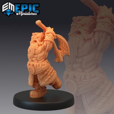 Dwarf - Male Warrior Throwing Axe Miniature - Mini Megastore