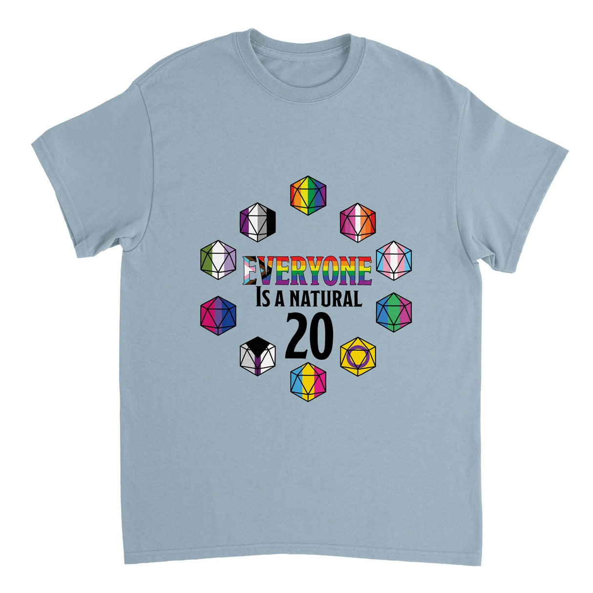 "Everyone is a Natural 20" Pride Unisex Crewneck T-shirt - Mini Megastore