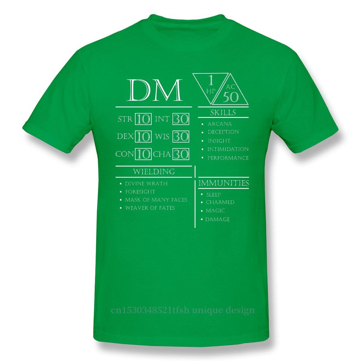 Fashion DM Stats - Character Sheet Clothes Design Dungeon Master Adventure Games Cotton Camiseta Men T-Shirt - Mini Megastore