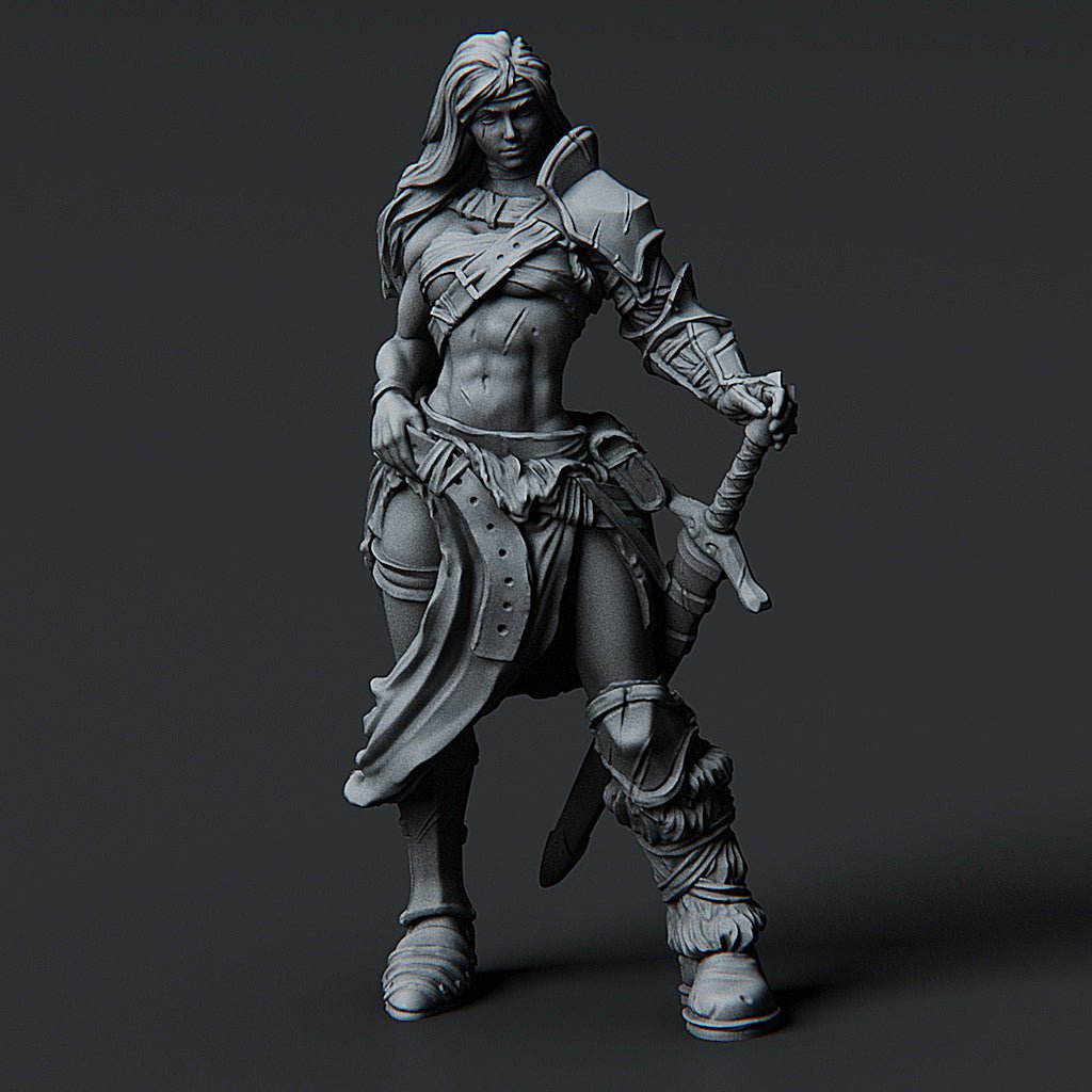 Female Human Barbarian Miniature / Statue - Mini Megastore