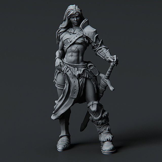 Female Human Barbarian Miniature / Statue - Mini Megastore