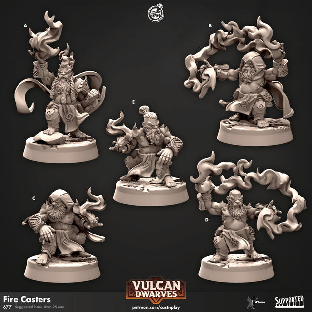 Fire Casters - Dwarf Sorcerer / Wizard Miniature - Mini Megastore